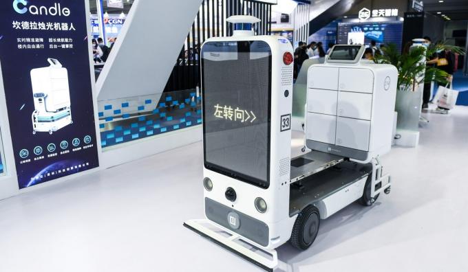 A delivery robot is seen at the 22nd China Hi-Tech Fair (CHTF) held in Shenzhen last year. In the first half of 2021, Shenzhen’s total exports rose 19.4 per cent from a year ago. Photo: Xinhua